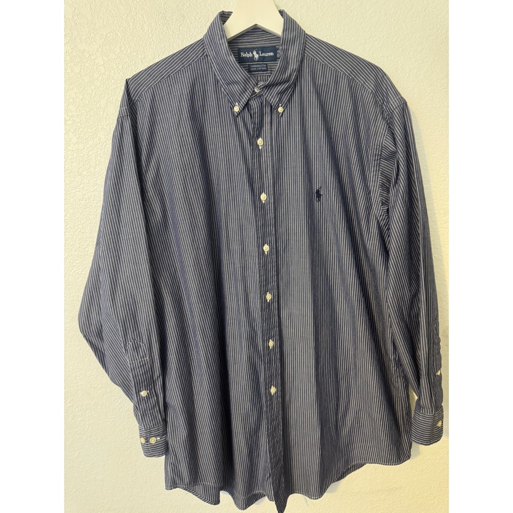 Ralph Lauren Striped Button Down Shirt Long Sleeve Cotton Dress Shirt 16 1/2